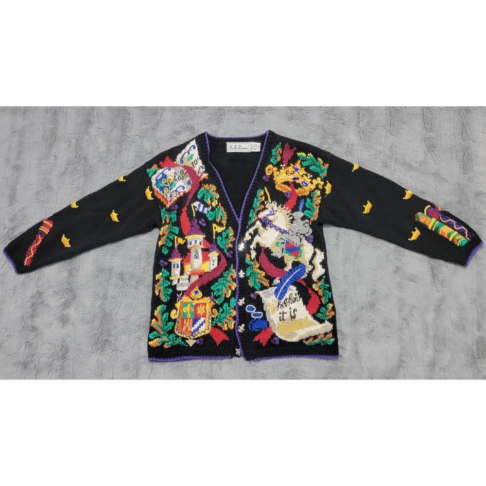 BellePointe Sweater Womens Medium Black Fairy Tale Princess Beaded Cardigan